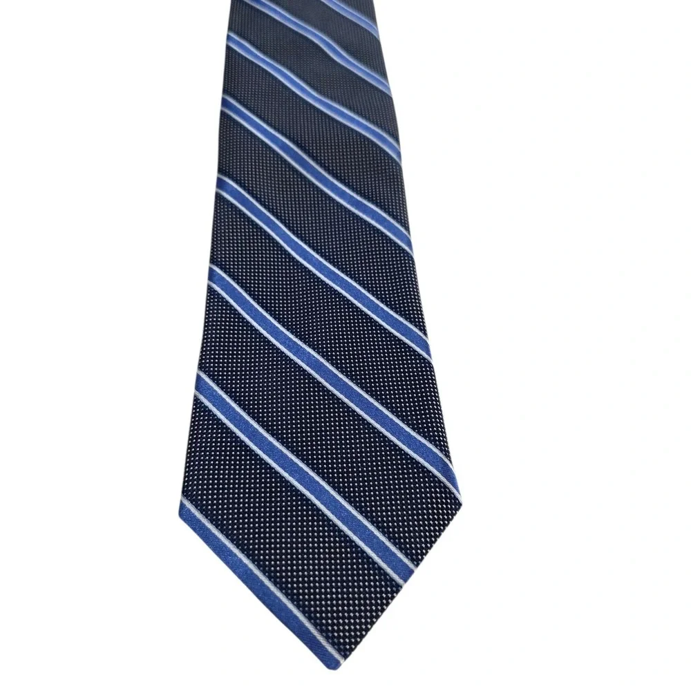 John‎ W. Nordstrom Silk Striped Necktie Blue White Polka Dot Italian Made